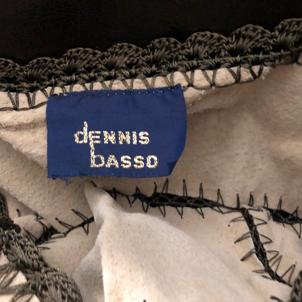 dennis basso Cream and Black Crochet-Trim Patchwork Vest - Picture 3 of 5
